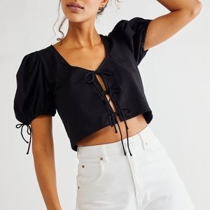 NWT Free People Kitty Black Tee